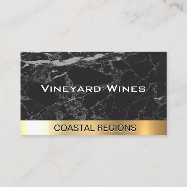 Black Marble | Gold Metallic Luxury Business Card (Front)