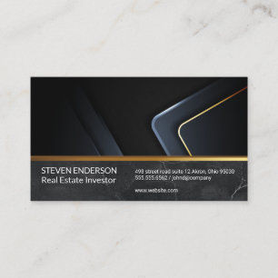 Black Marble   Gold Metallic Trim Business Card