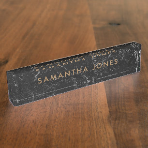 Black Marble Gold Personalised Custom Nameplate