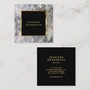 Black marble gold professional square business card