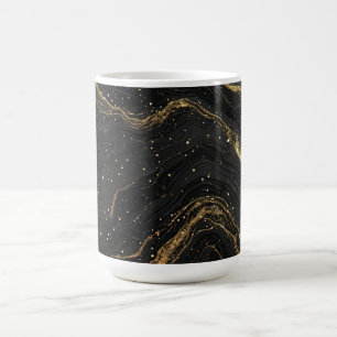 Black Marble Gold Veins Luxury Abstract Coffee Mug