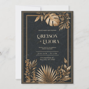 Black Marble & Gold VIP Luxe Wedding Invitation