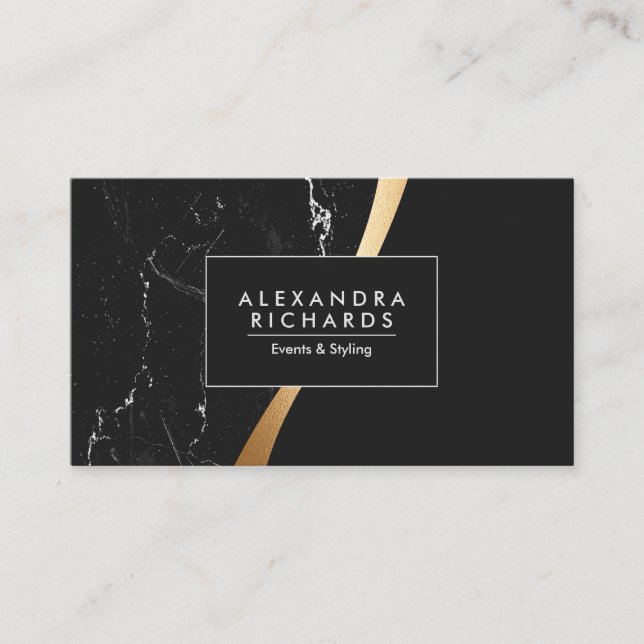 Black Marble Golden Foil Business Card (Front)