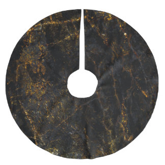 Black marble, golden veins, texture. brushed polyester tree skirt