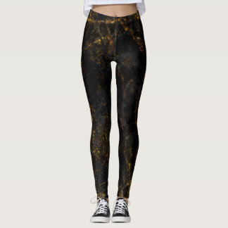 Black marble, golden veins, texture. leggings