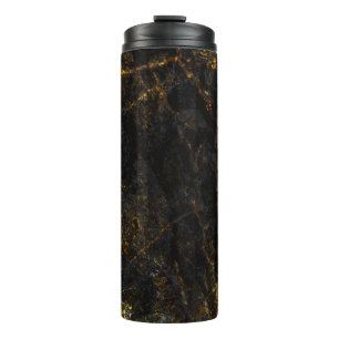 Black marble, golden veins, texture. thermal tumbler