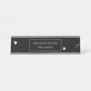 Black Marble Grey Grain Desk Name Plate