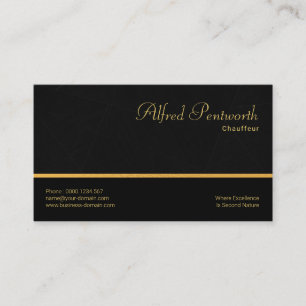 Black Marble Grunge Simple Gold Line Chauffeur Business Card