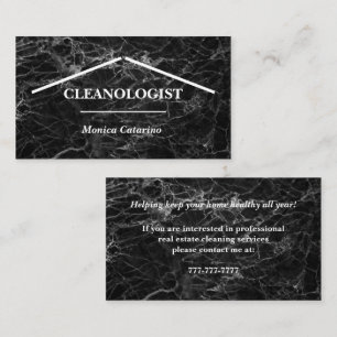 Black Marble Look Home Cleaning Business Card