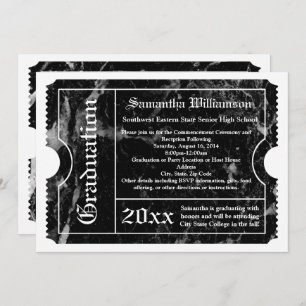 Black Marble Modern Graduation Ticket Invitation