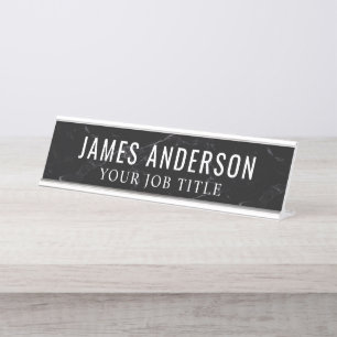Black Marble Modern Office Employee Desk Name Plate