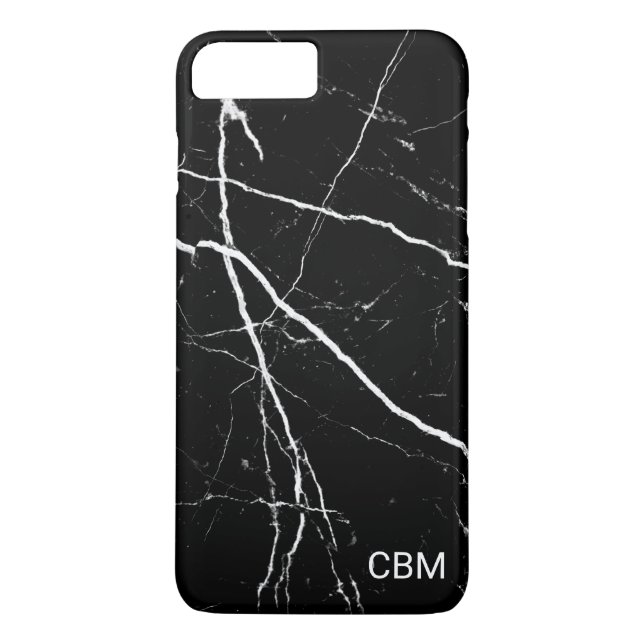 Black Marble Monogram Case-Mate iPhone Case (Back)