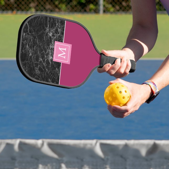 Black Marble Monogrammed Pickleball Paddle (Insitu)