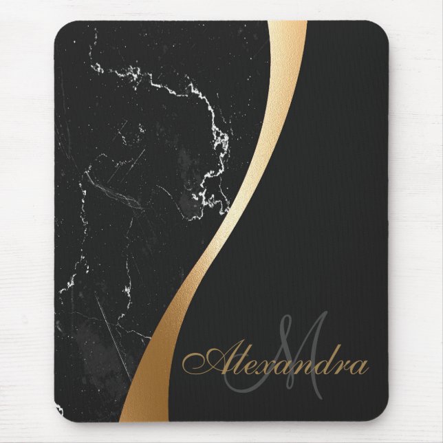 Black Marble Mouse Mat (Front)