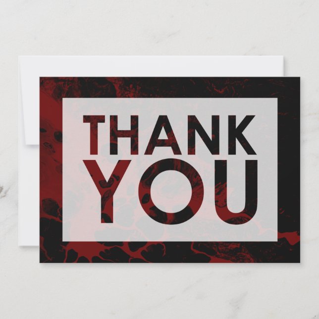 Black Marble Over Burgundy Red with Cutout Thank You Card (Front)