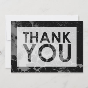 Black Marble Over Grey with Cutout Thank You Card