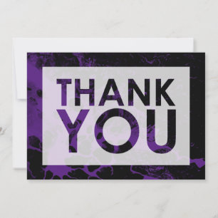 Black Marble Over Purple with Cutout Thank You Card