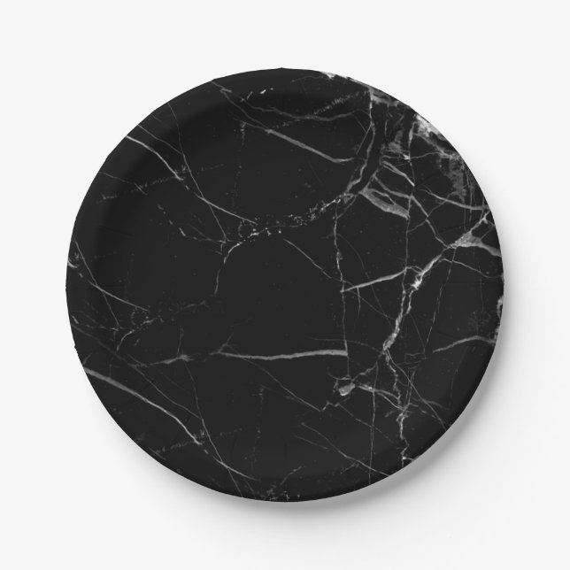 Black Marble Paper Plate (Front)