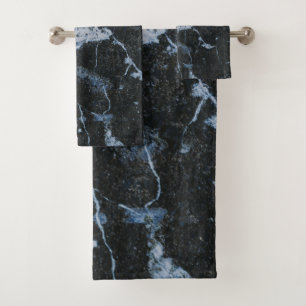 Black Marble Pattern Bath Towel Set