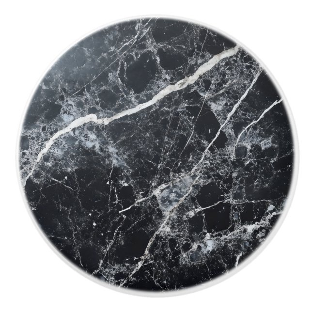 Black Marble Pattern Ceramic Knob (Front)