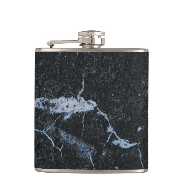Black Marble Pattern Hip Flask (Front)