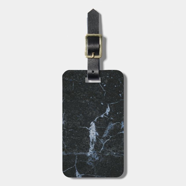 Black Marble Pattern Luggage Tag (Front Vertical)