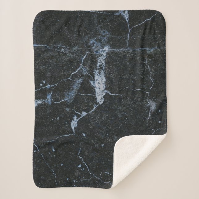 Black Marble Pattern Sherpa Blanket (Front)
