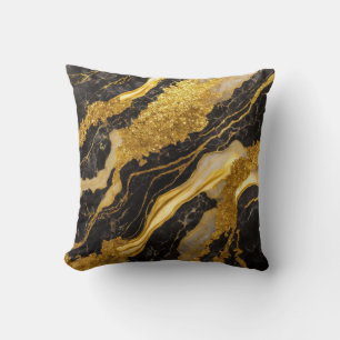 Black Marble Pattern with Gold Cushion