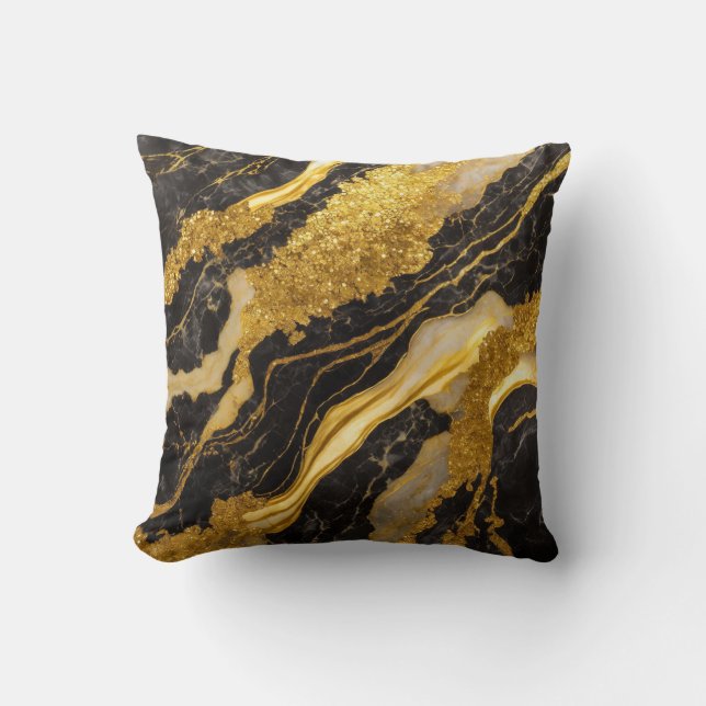 Black Marble Pattern with Gold Cushion (Front)