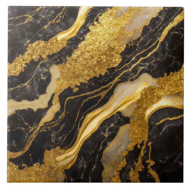 Black Marble Pattern with Gold Tile (Front)