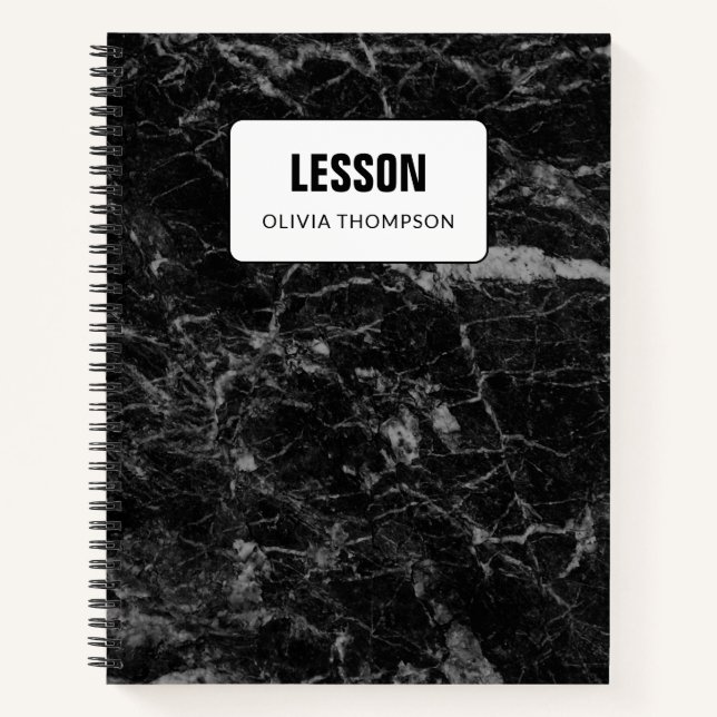 Black Marble Personalised Lesson Composition Notebook (Front)