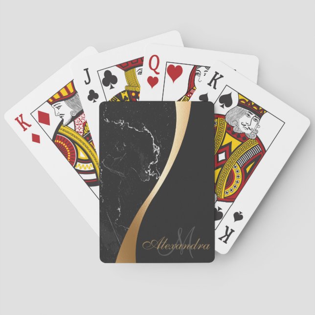 Black Marble Playing Cards (Back)