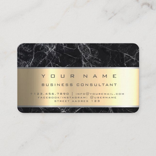 Black Marble Professional Business Consultant Business Card (Front)