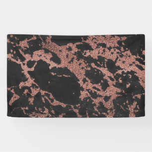 Black marble rose gold glitter texture image banner