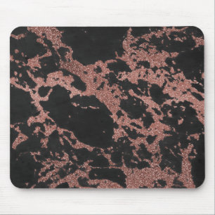 Black marble rose gold glitter texture image mouse mat