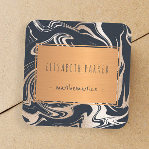 Black marble rose gold with copper label your name