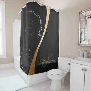 Black Marble Shower Curtain