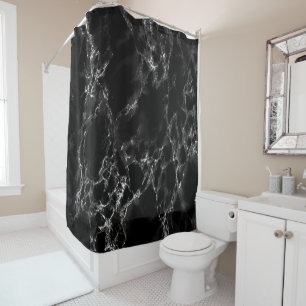 Black Marble Shower Curtain