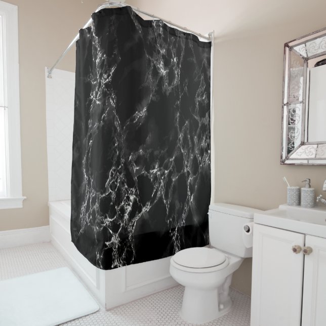 Black Marble Shower Curtain (In Situ)