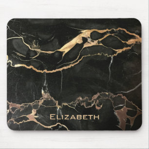 Black Marble Slab with Name Mouse Mat