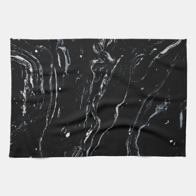 Black Marble Space Tea Towel (Horizontal)
