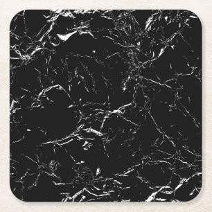 Black Marble Square Paper Coaster