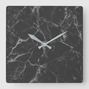 Black marble square wall clock