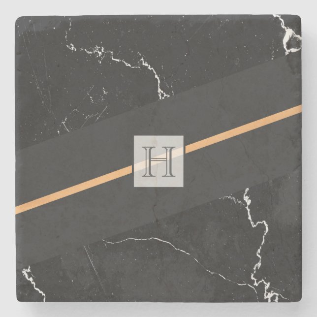 Black Marble Stone Coaster (Front)