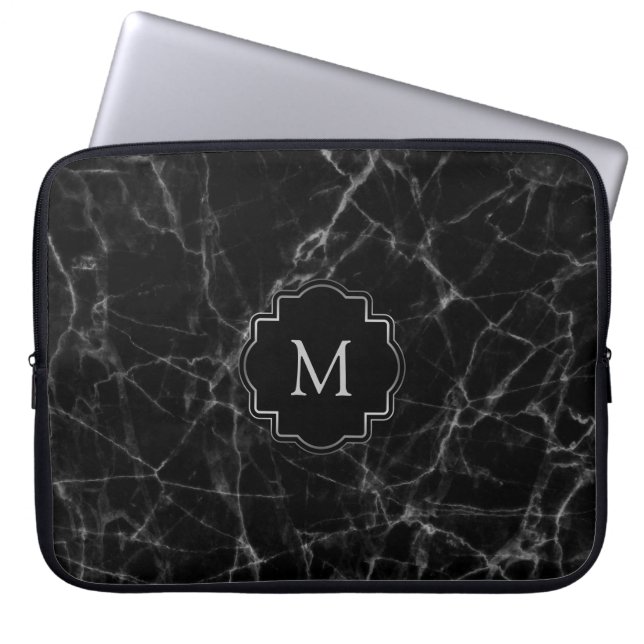 Black Marble Stone MS001 Laptop Sleeve (Front)