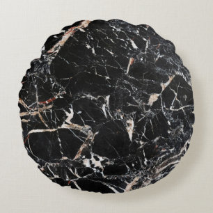 Black marble stone natural background abstract mar round cushion