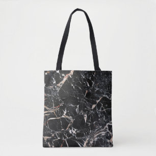 Black marble stone natural background abstract mar tote bag