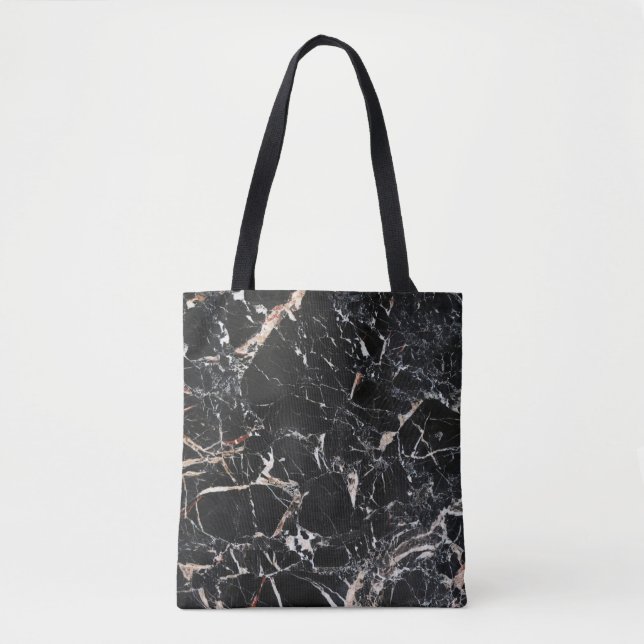 Black marble stone natural background abstract mar tote bag (Front)