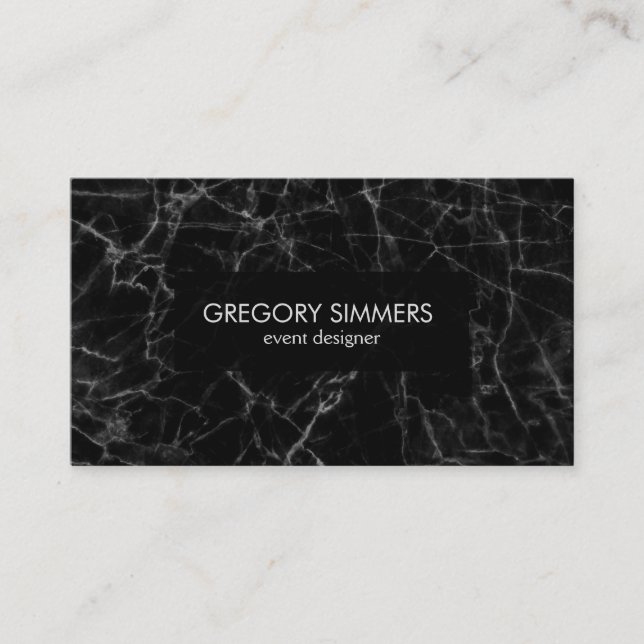 Black Marble Stone Pattern Business Card (Front)