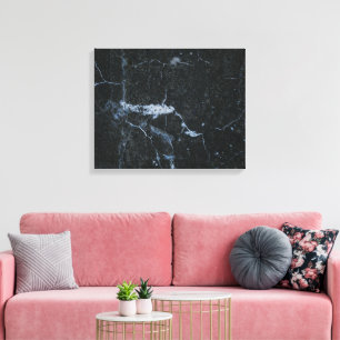 Black Marble Stone Pattern Canvas Print